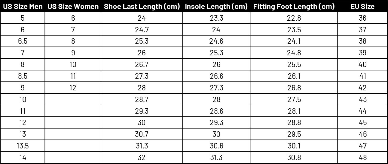 dooko Shoe Size Chart